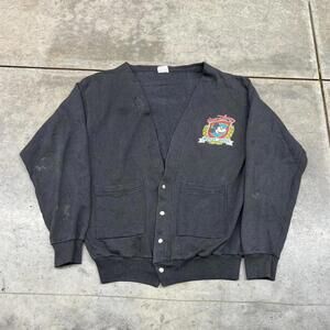 vintage walt disney world mickey mouse made in usa cardigan sweatshirt medium